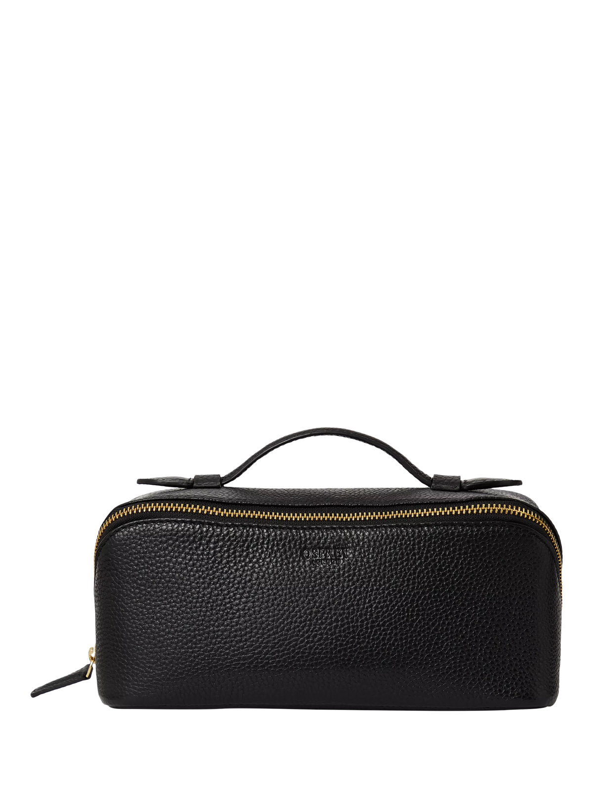 OSPREY LONDON Jet Set Leather Wash Bag, Black