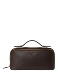 OSPREY LONDON Jet Set Leather Wash Bag, Chocolate