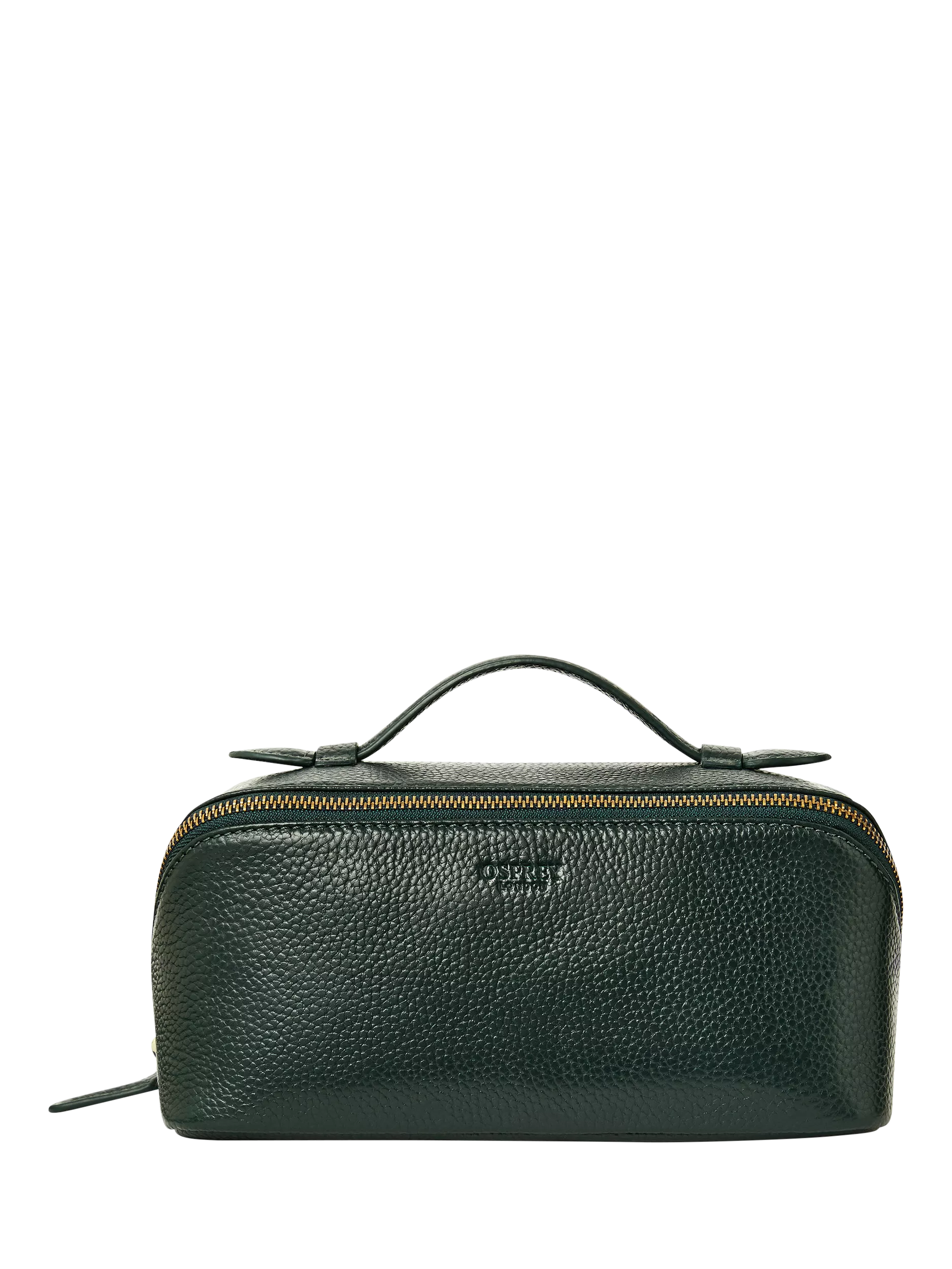 OSPREY LONDON Jet Set Leather Wash Bag, Forest