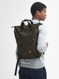 Barbour Field Waxed Cotton Backpack in Olive/Black (British brand)