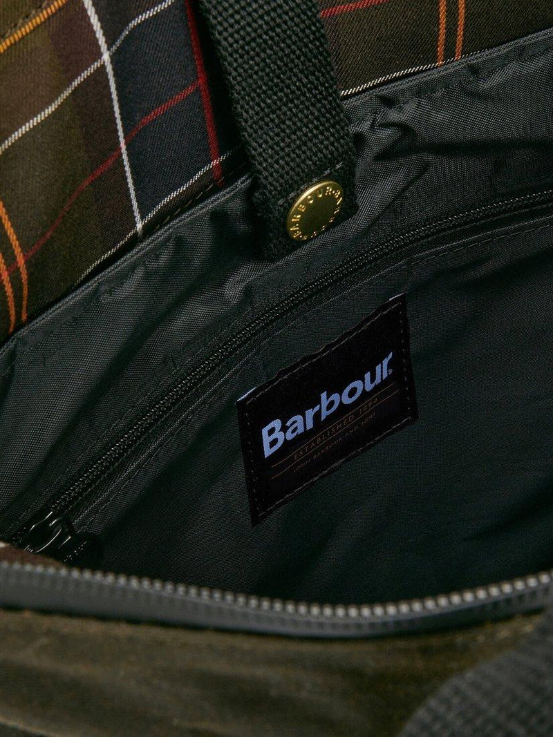 Barbour Field Waxed Cotton Backpack in Olive/Black (British brand)