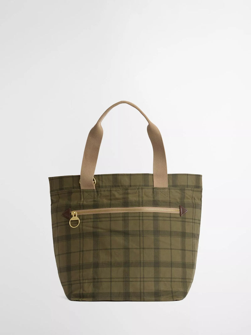 Barbour transport carry-all tote bag in Dusky Green Tartan (British brand)