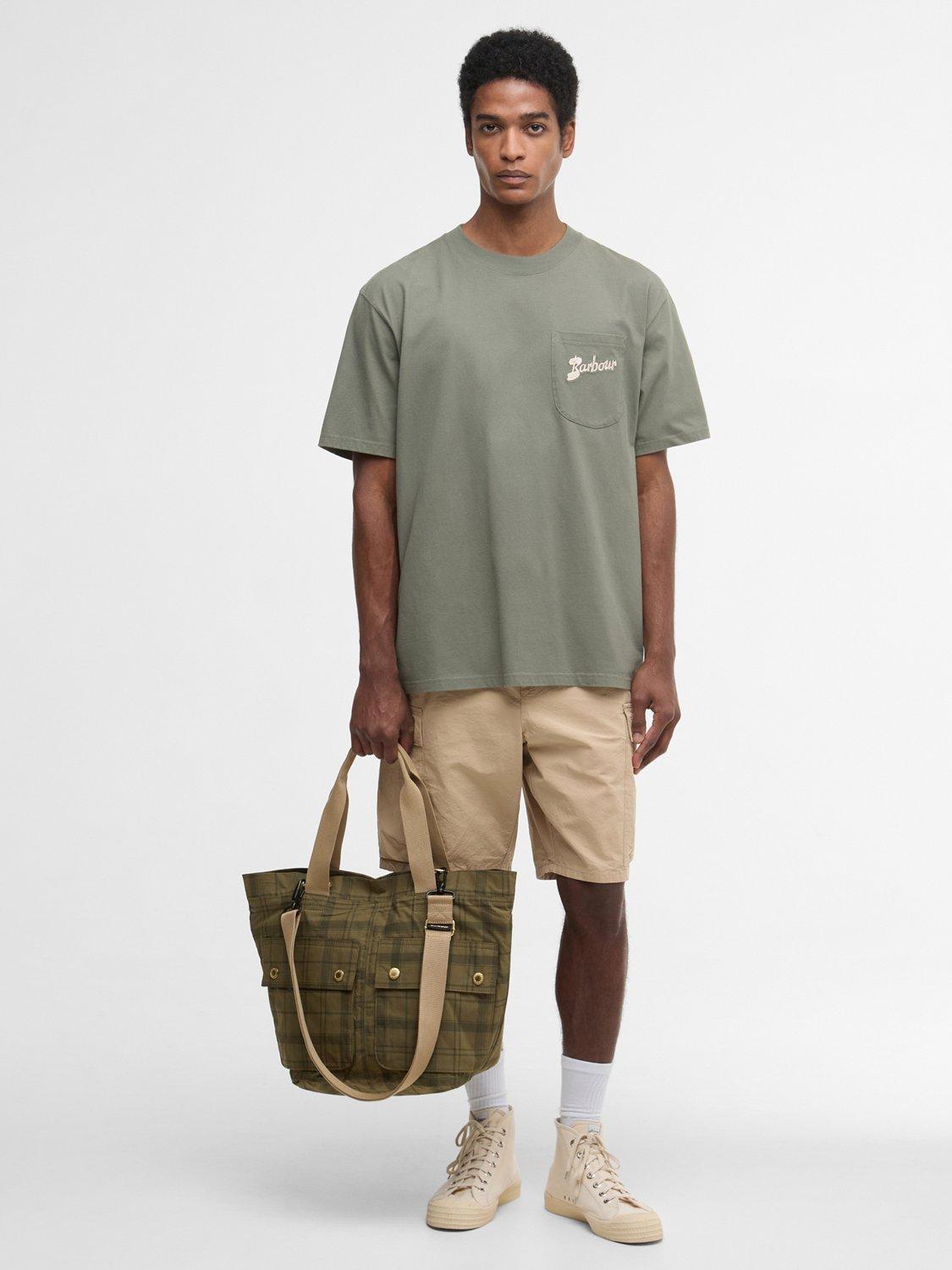 Barbour transport carry-all tote bag in Dusky Green Tartan (British brand)