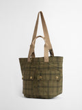 Barbour transport carry-all tote bag in Dusky Green Tartan (British brand)