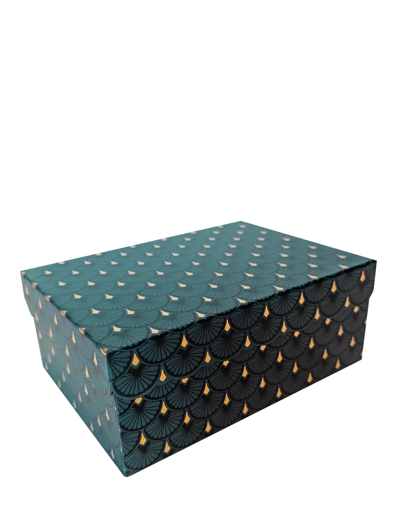 Eleanor Stuart art deco scalloped gift box dark green - British product