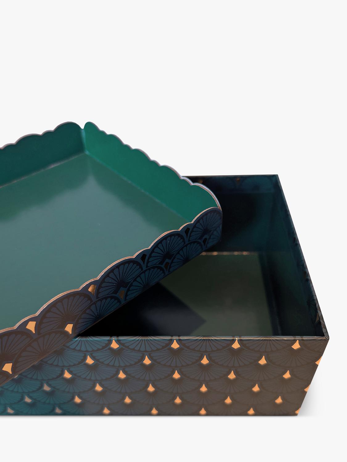 Eleanor Stuart art deco scalloped gift box dark green - British product