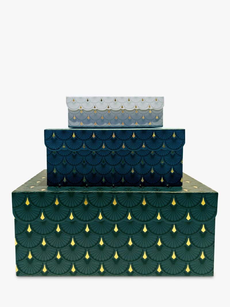 Eleanor Stuart art deco scalloped gift box dark green - British product