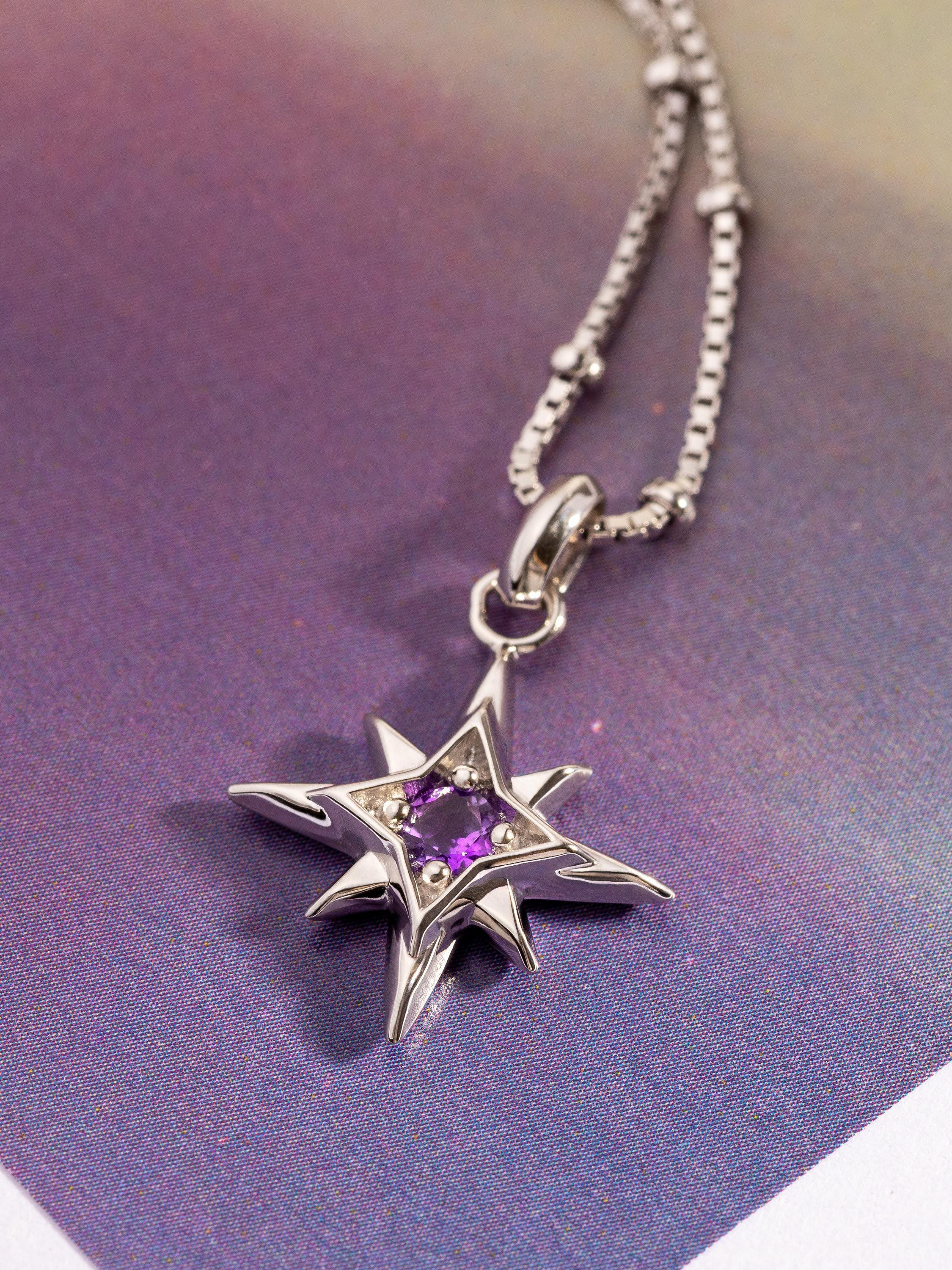 Kit Heath Céleste Aurora crystal birthstone necklace with amethyst - British product