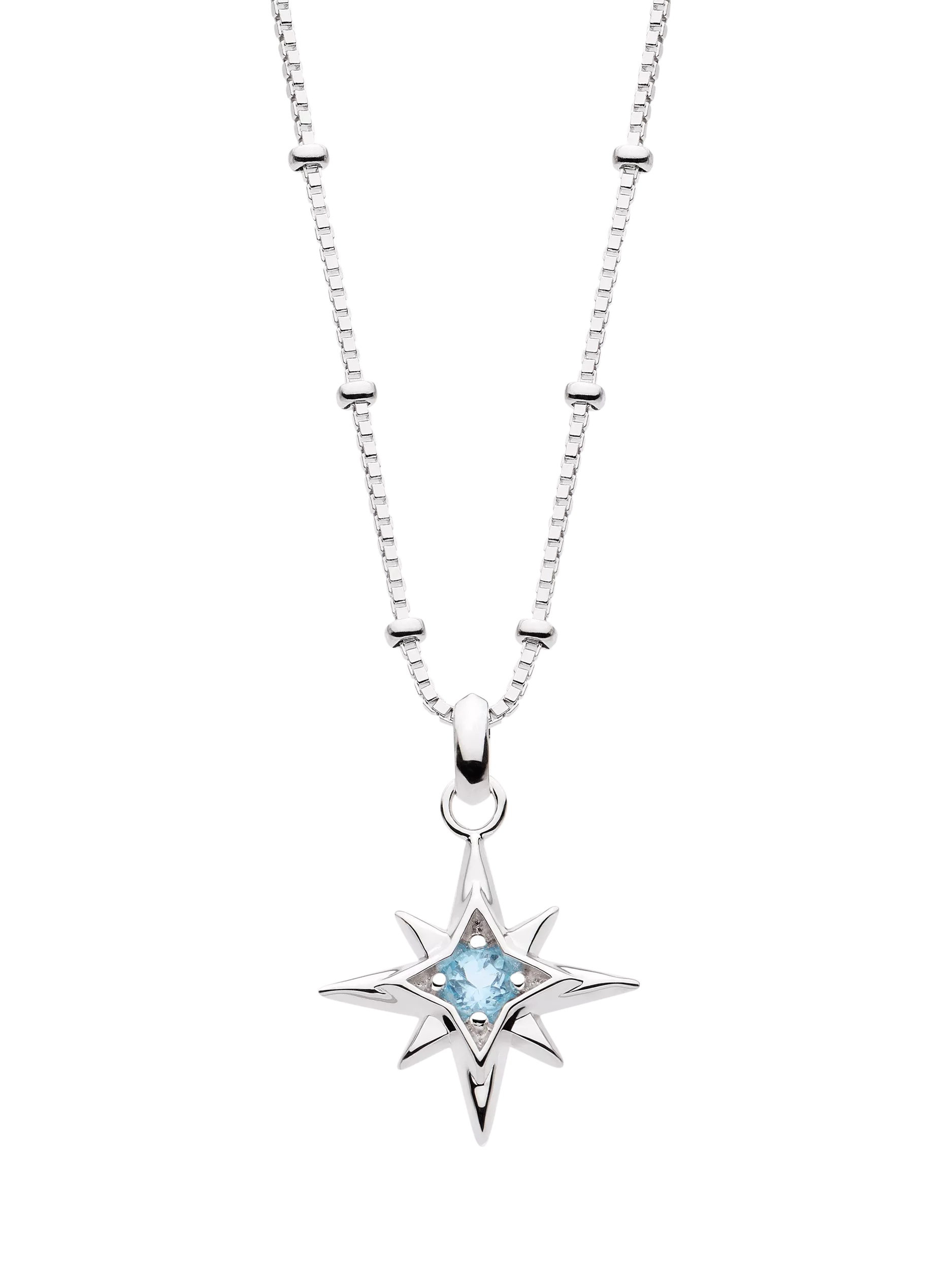 Kit Heath Céleste Aurora Birthstone Crystal Necklace, Silver/Blue Topaz