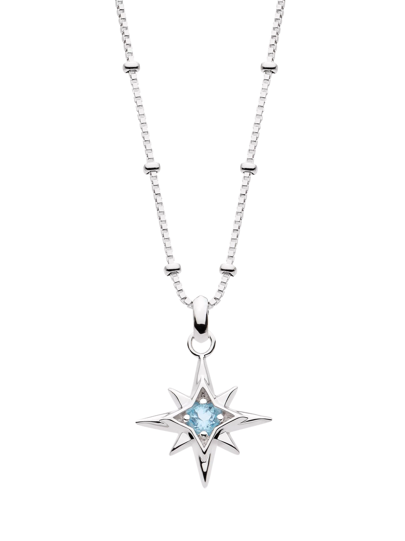 Kit Heath Céleste Aurora Birthstone Crystal Necklace, Silver/Blue Topaz