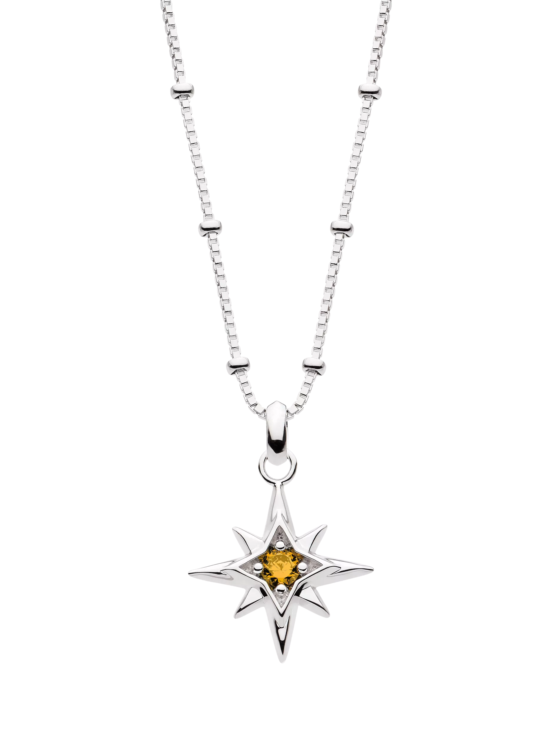 Kit Heath Céleste Aurora Birthstone Crystal Necklace, Silver/Citrine