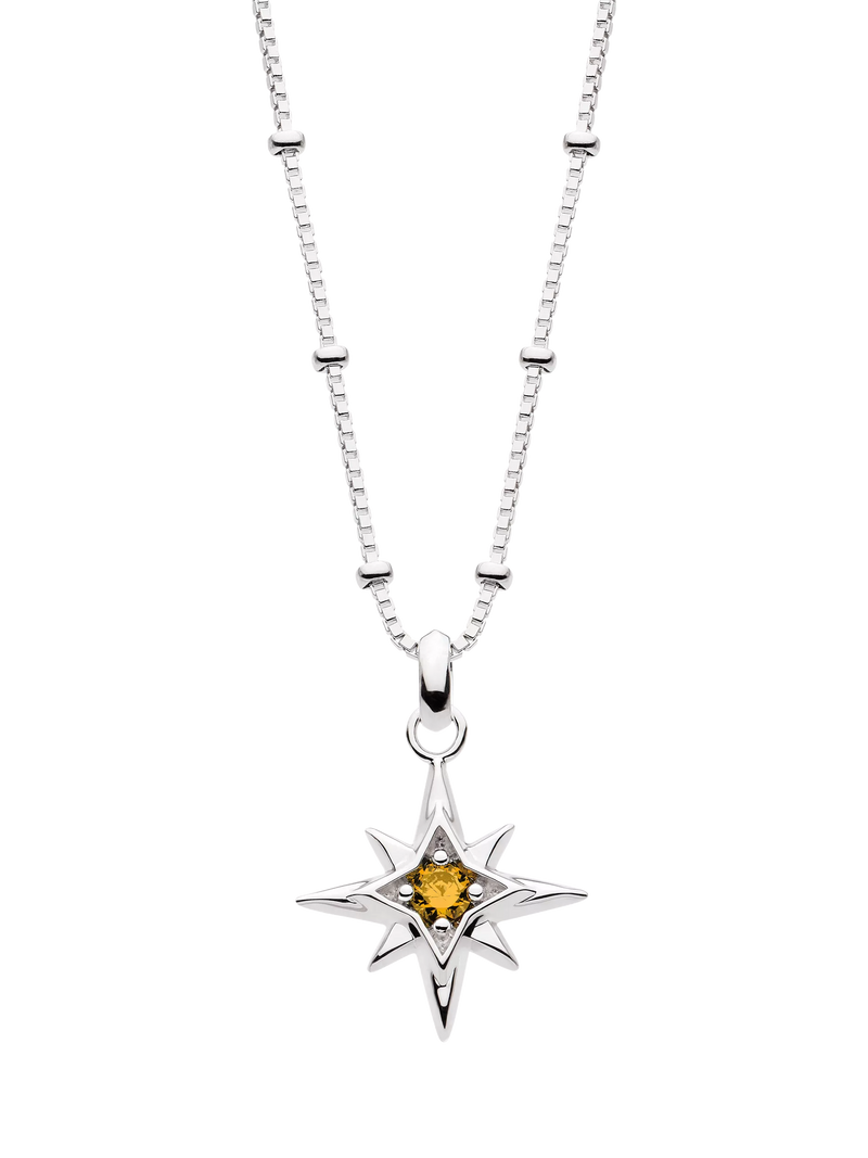 Kit Heath Céleste Aurora Birthstone Crystal Necklace, Silver/Citrine