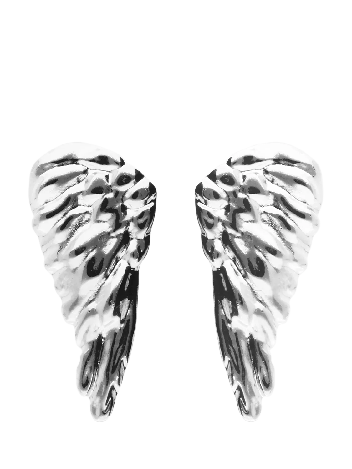 UNOde50 Be Invincible Textured Wing Earrings Silver Plated Drop 10.90cm