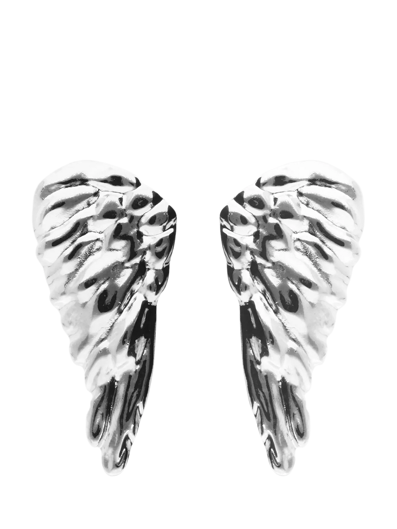 UNOde50 Be Invincible Textured Wing Earrings Silver Plated Drop 10.90cm
