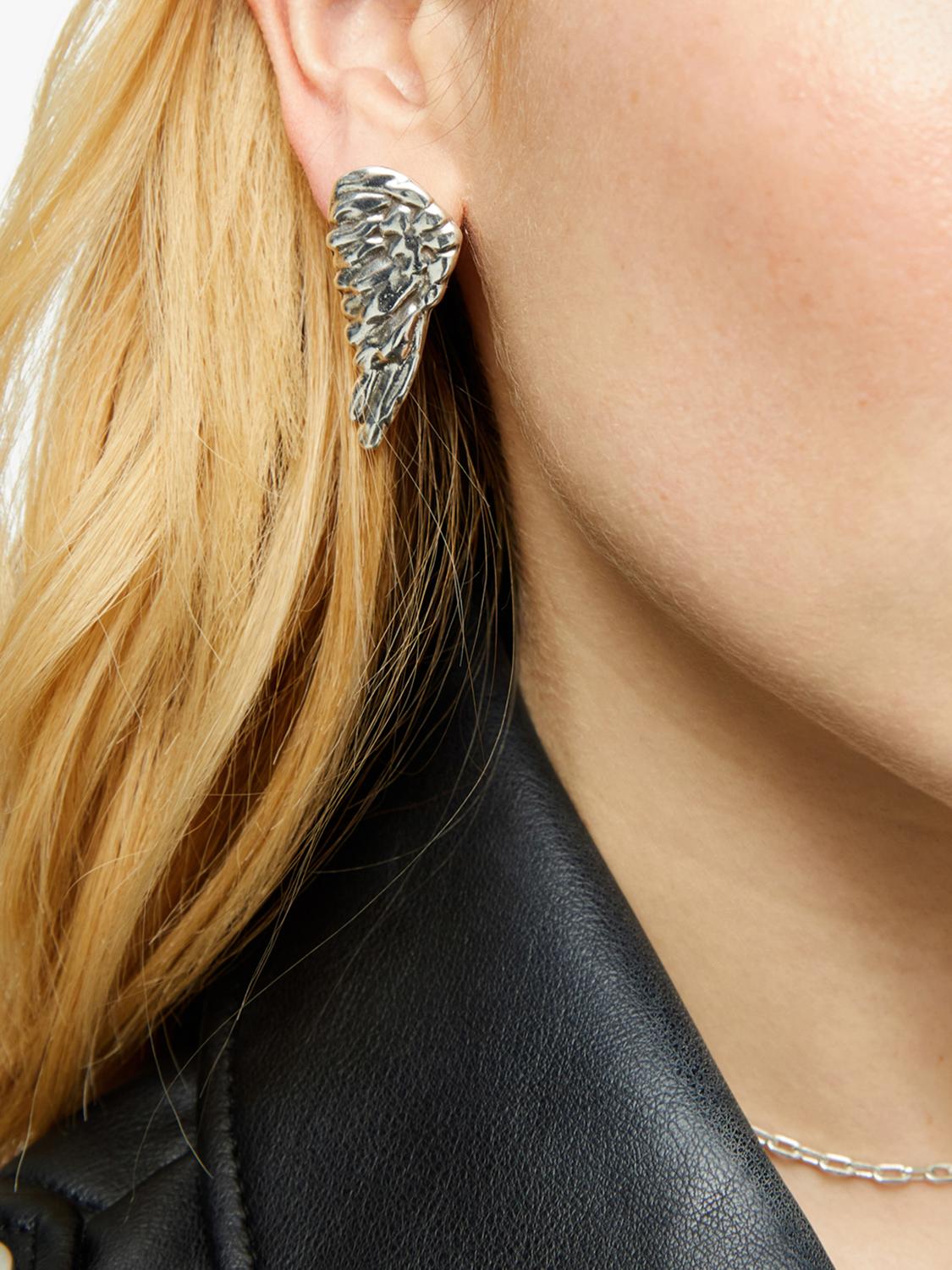 UNOde50 textured wing earrings silver plated (British brand)