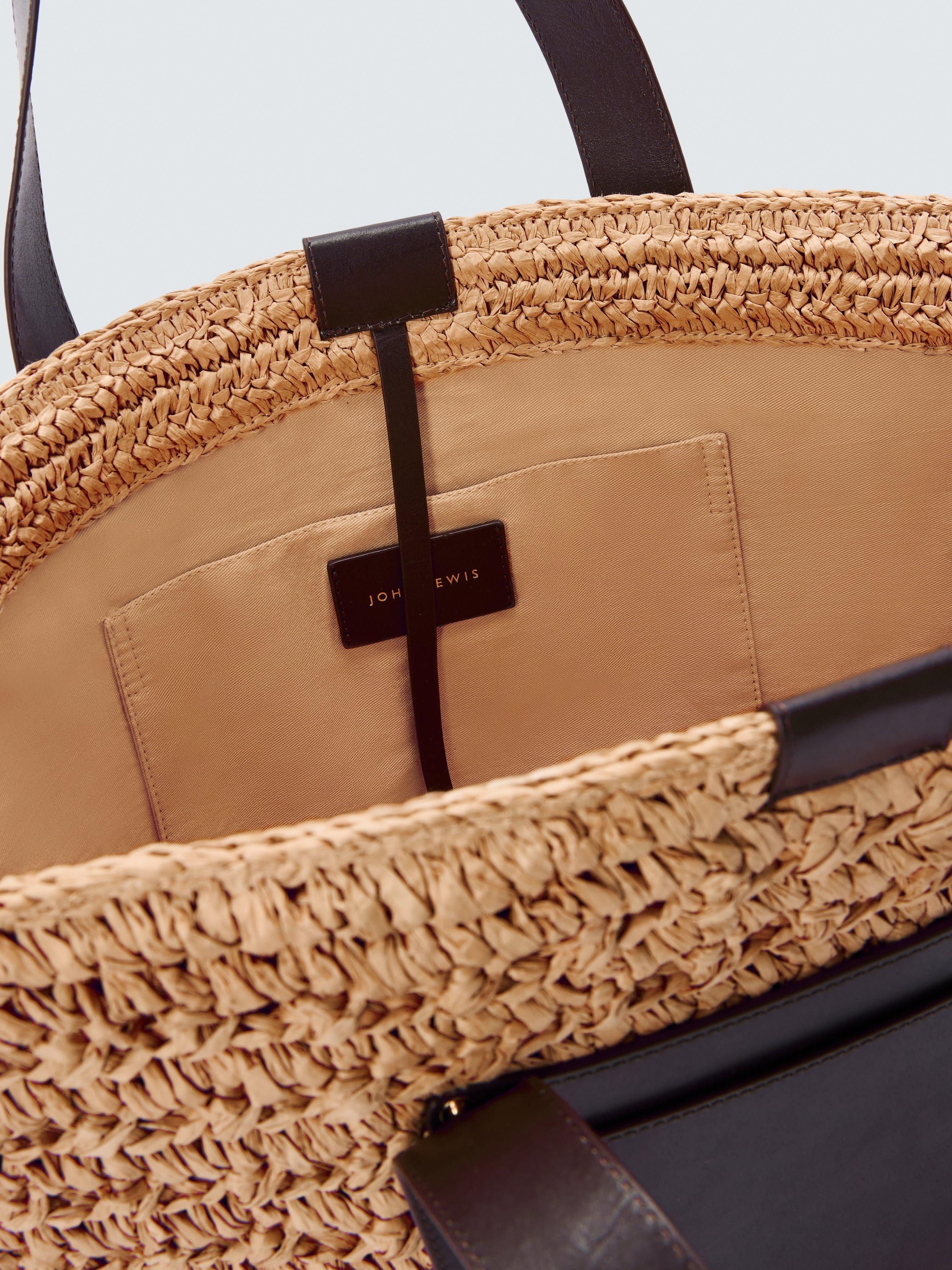 John Lewis brown raffia tote bag, UK version