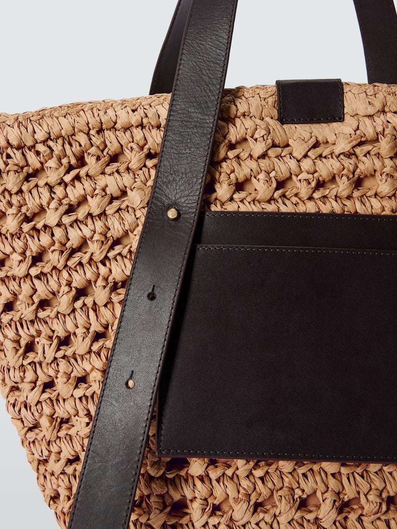 John Lewis brown raffia tote bag, UK version