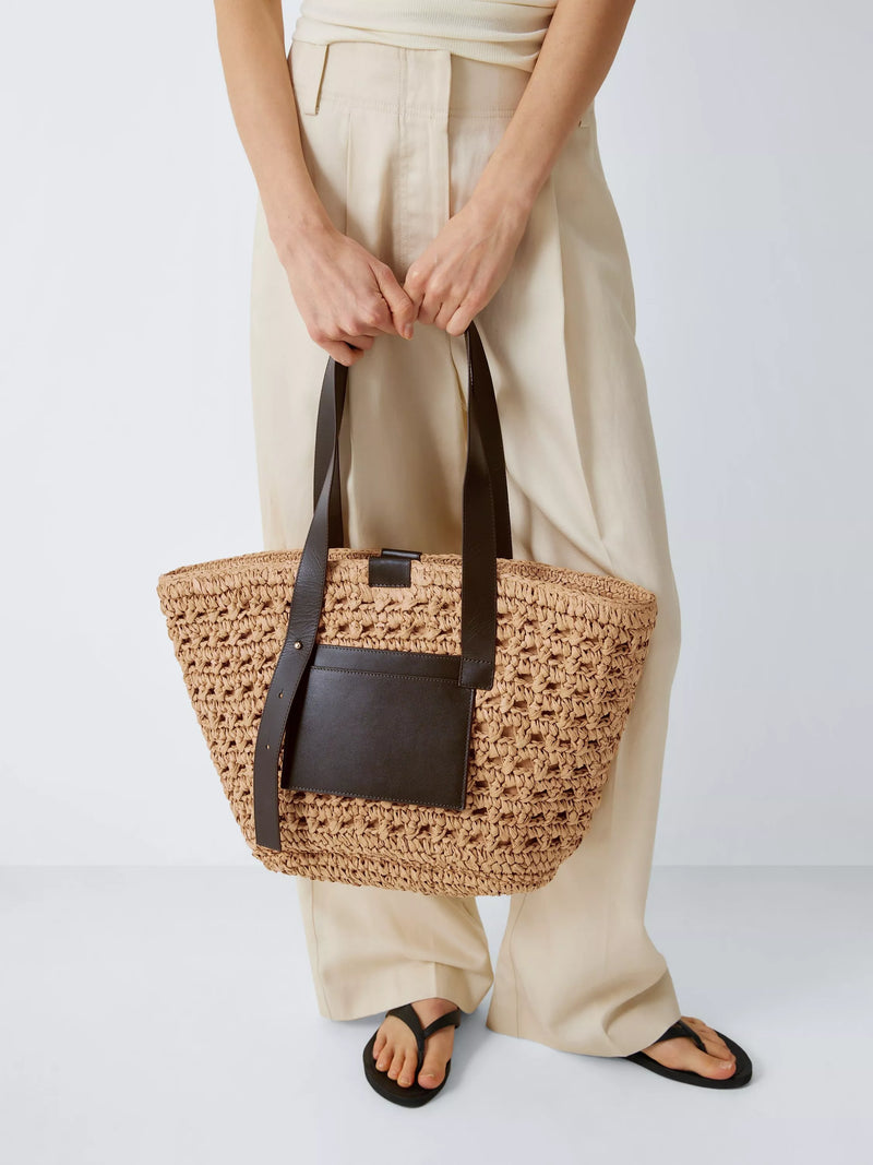 John Lewis brown raffia tote bag, UK version