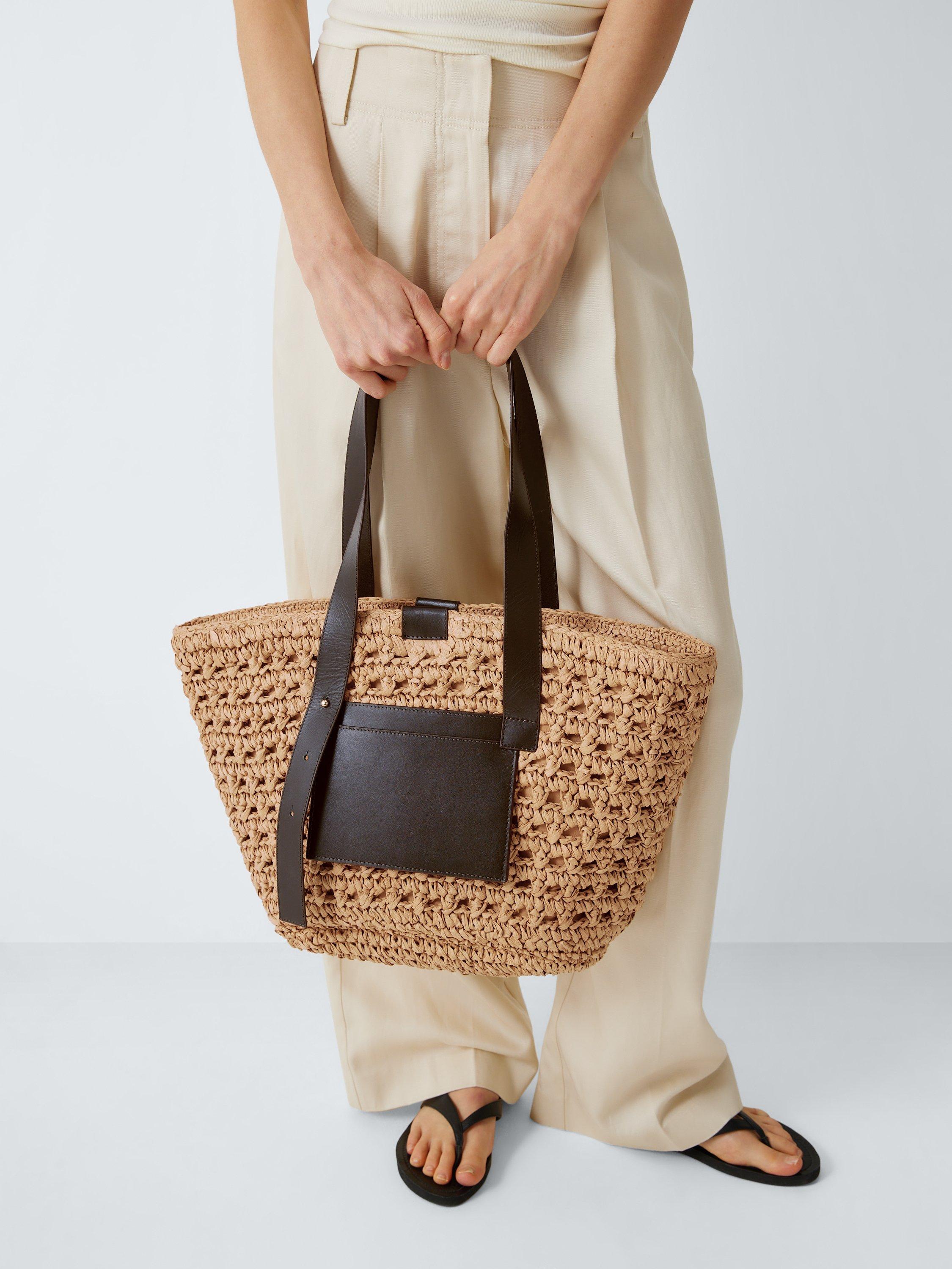 John Lewis brown raffia tote bag, UK version