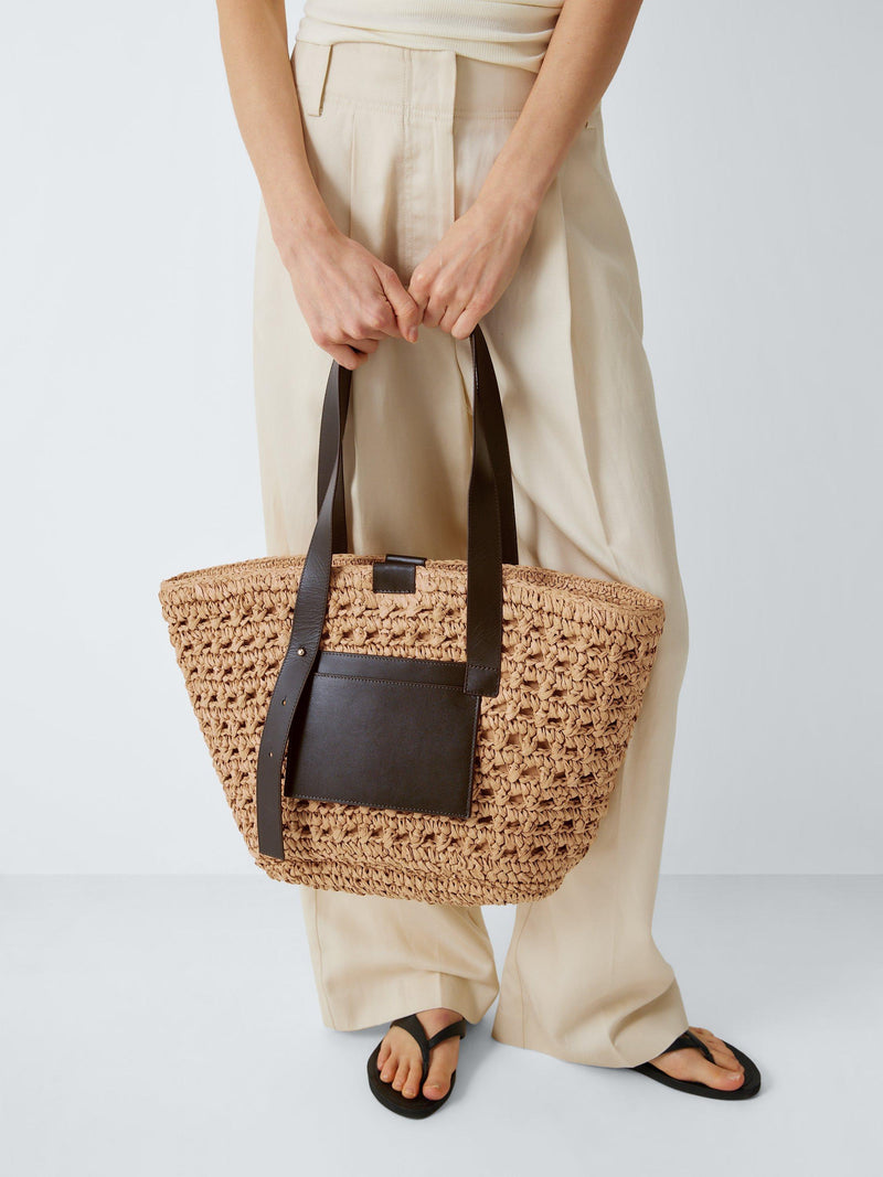 John Lewis brown raffia tote bag, UK version