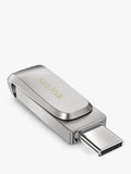 SanDisk silver 64GB dual flash drive, imported from the UK