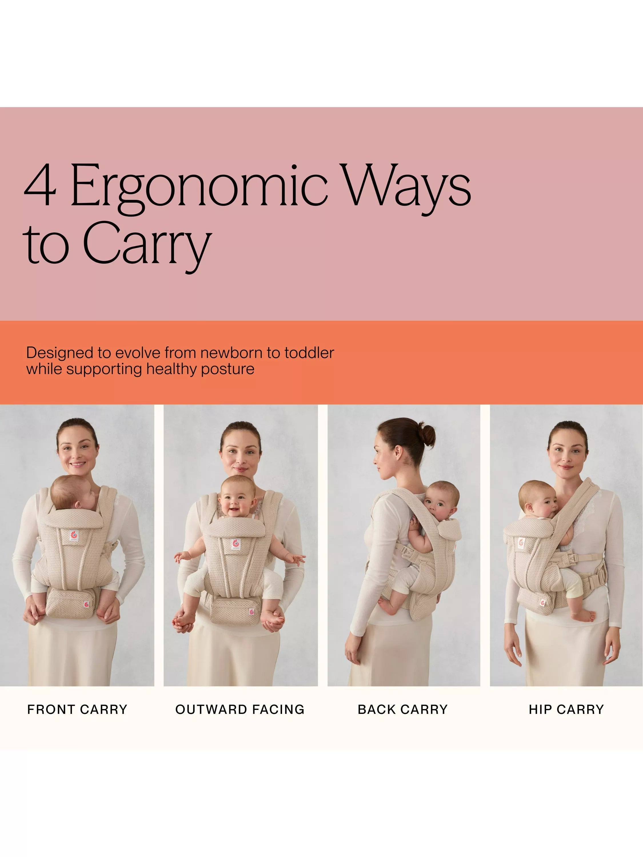 Ergobaby Omni Deluxe Mesh baby carrier natural linen, imported from the UK
