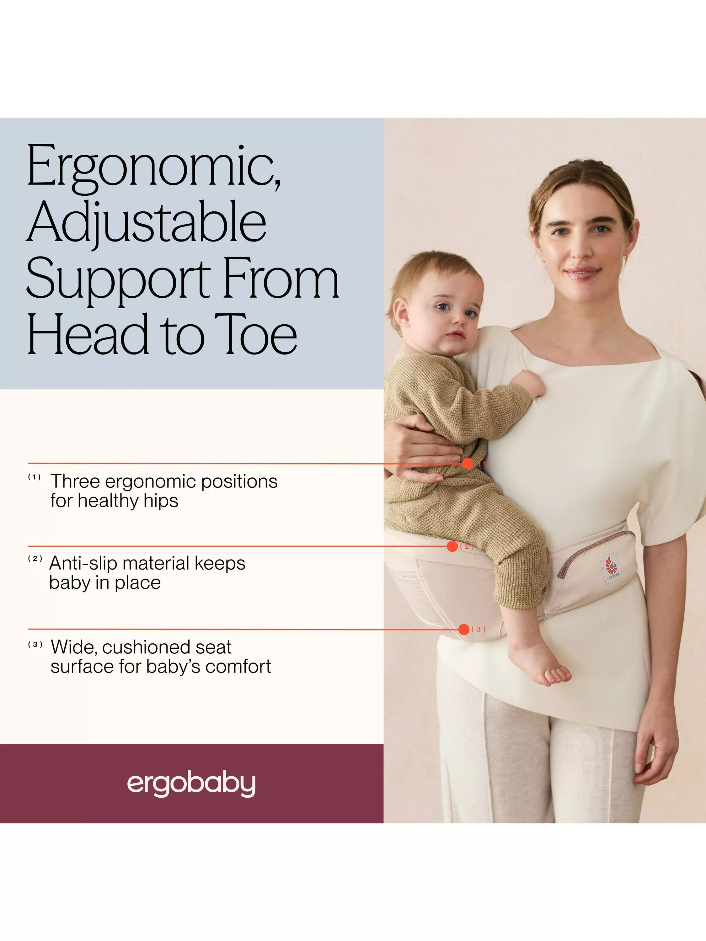 Ergobaby Lift Hip Seat Natural Beige baby carrier - British product