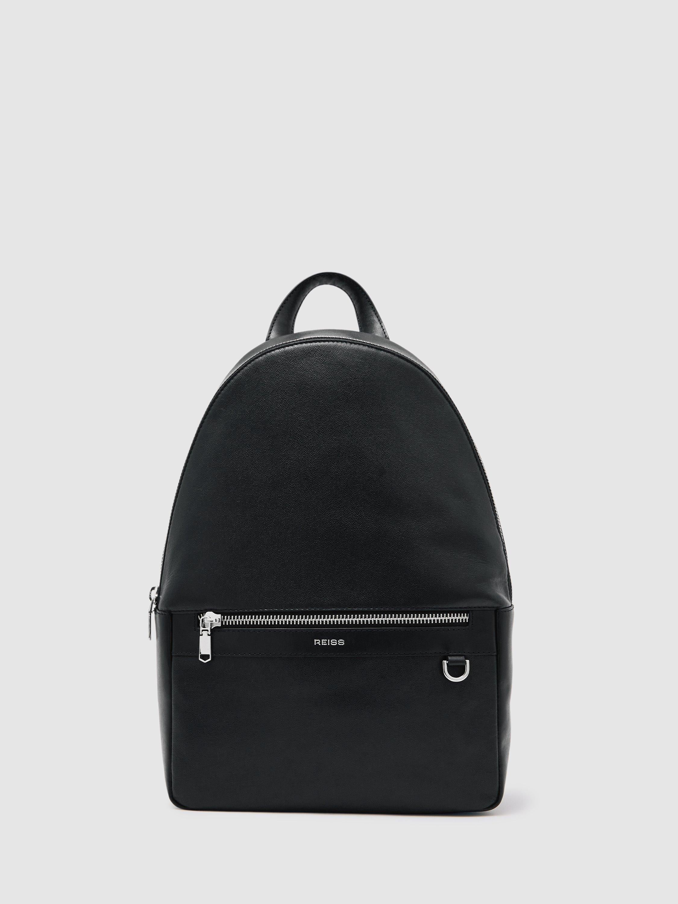 Reiss leather backpack black - British product