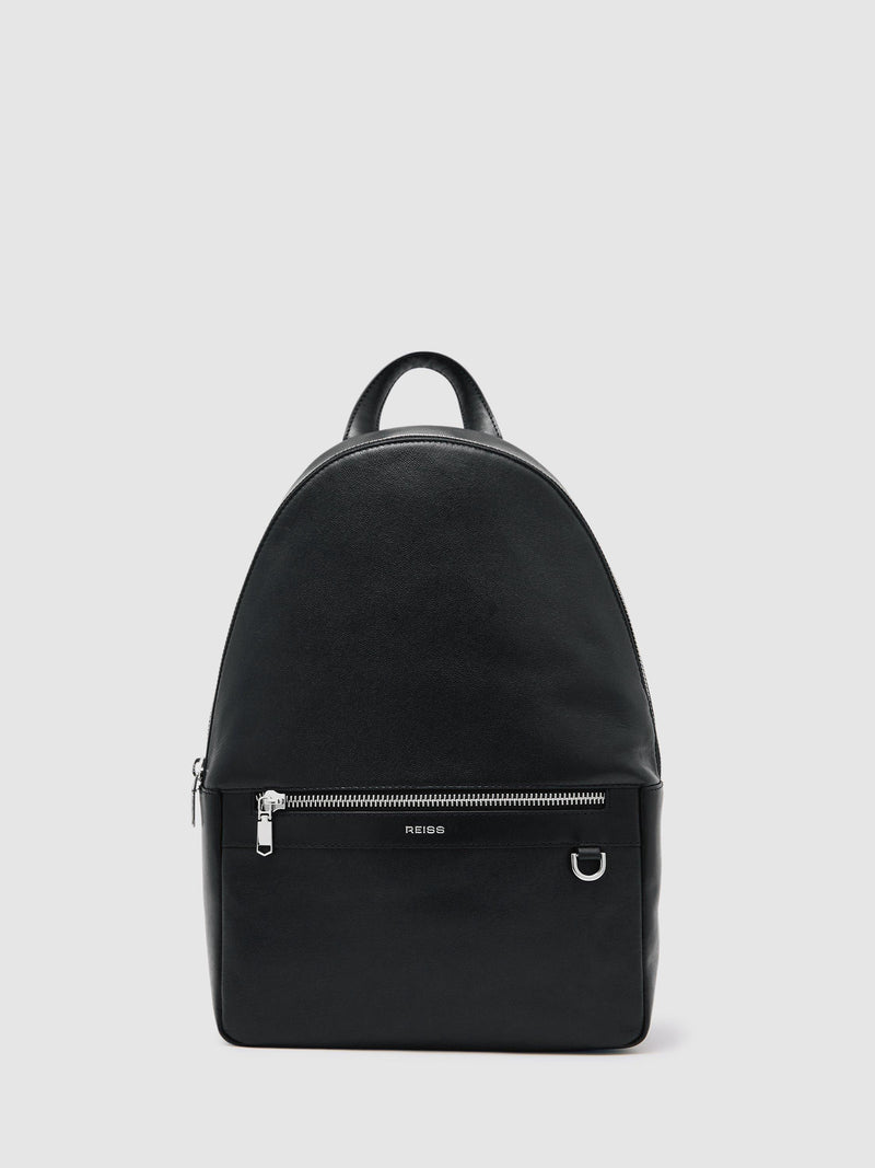 Reiss leather backpack black - British product