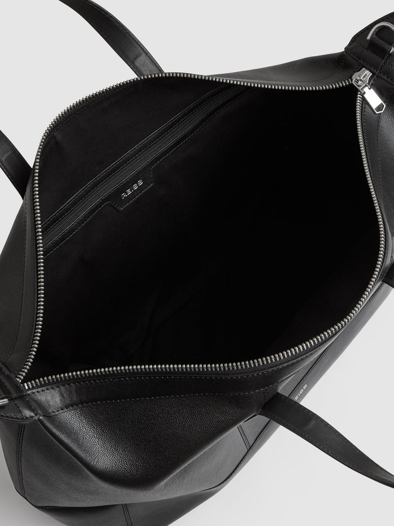 Reiss Casey leather holdall bag black - British product