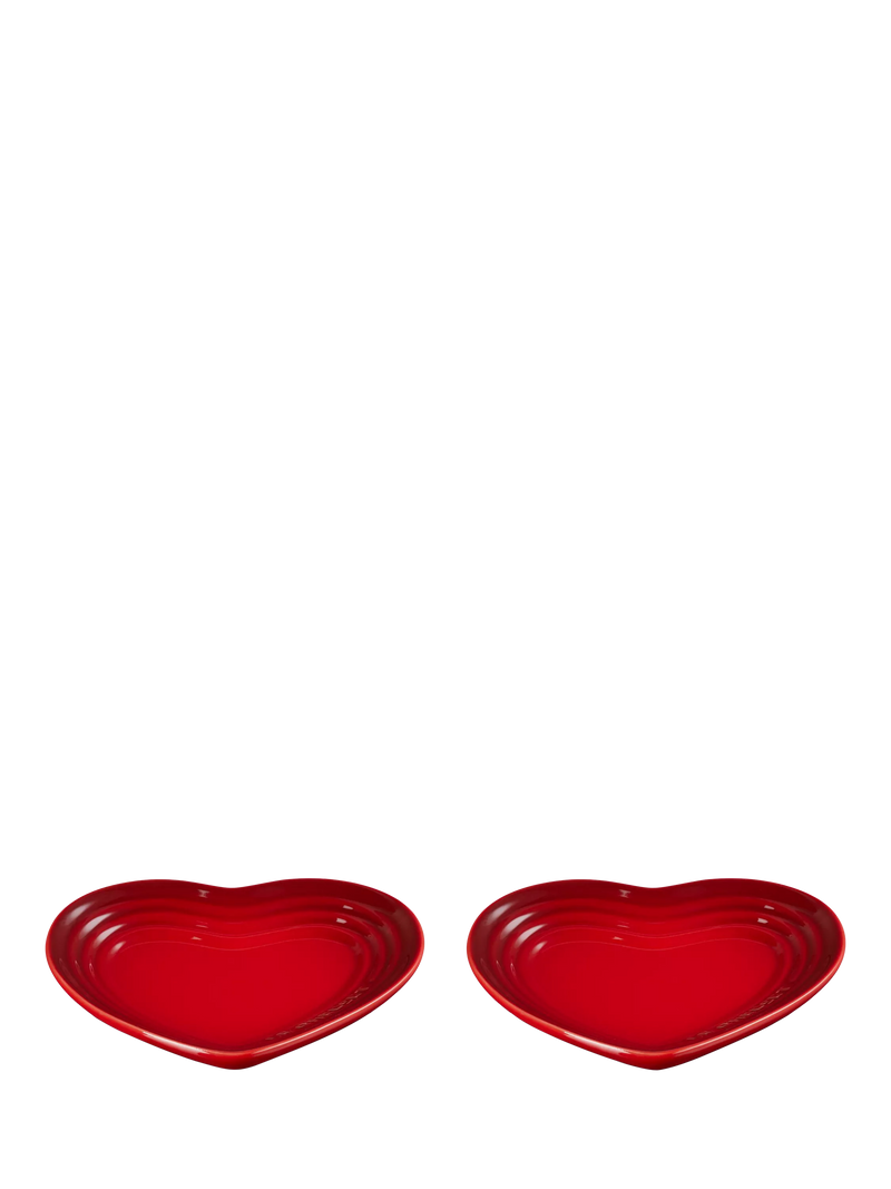 Le Creuset stoneware heart plates Cerise 14cm, UK version