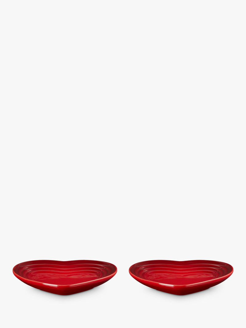 Le Creuset stoneware heart plates Cerise 14cm, UK version