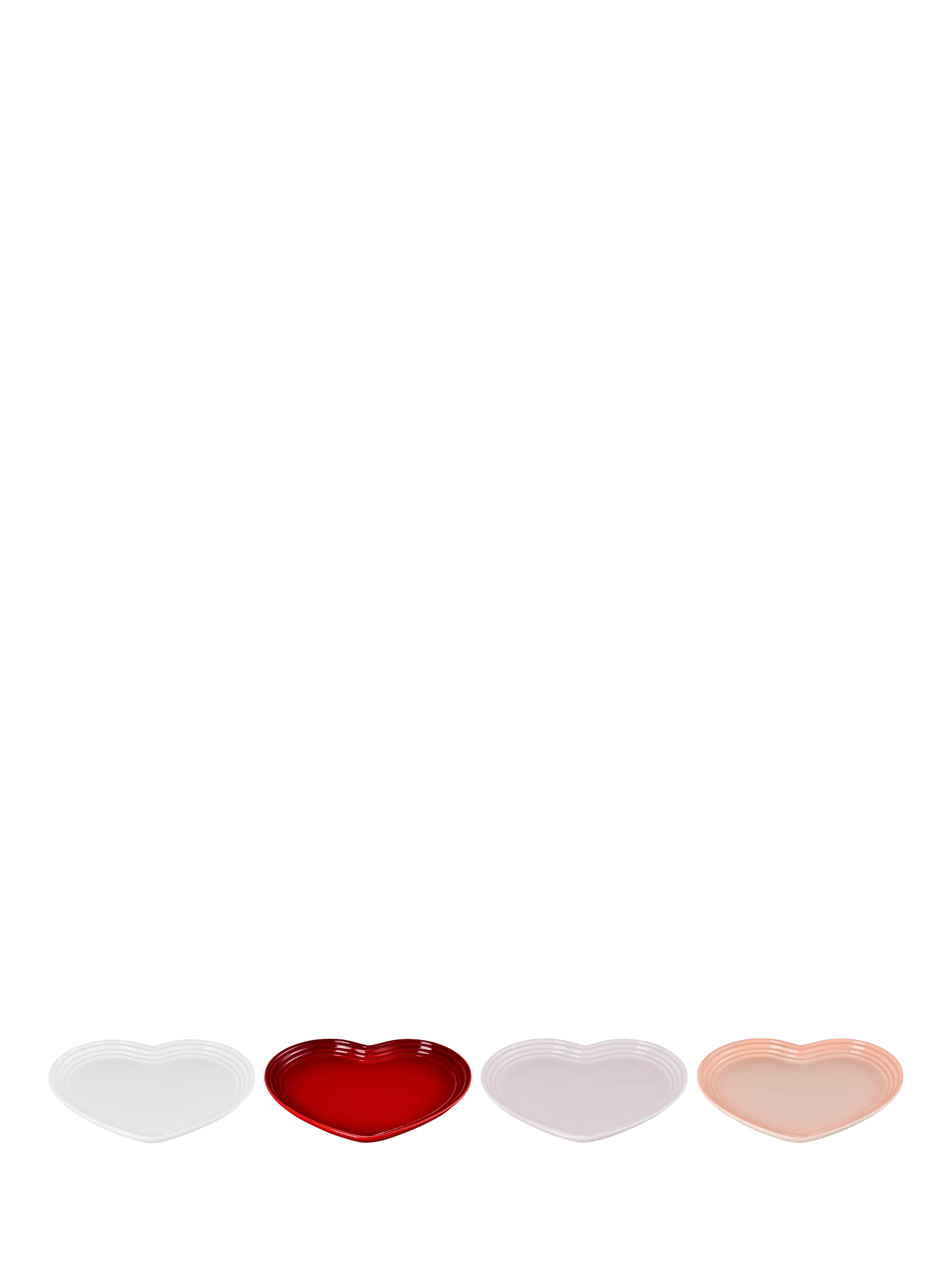 Le Creuset stoneware heart plates set of 4 23cm, imported from the UK