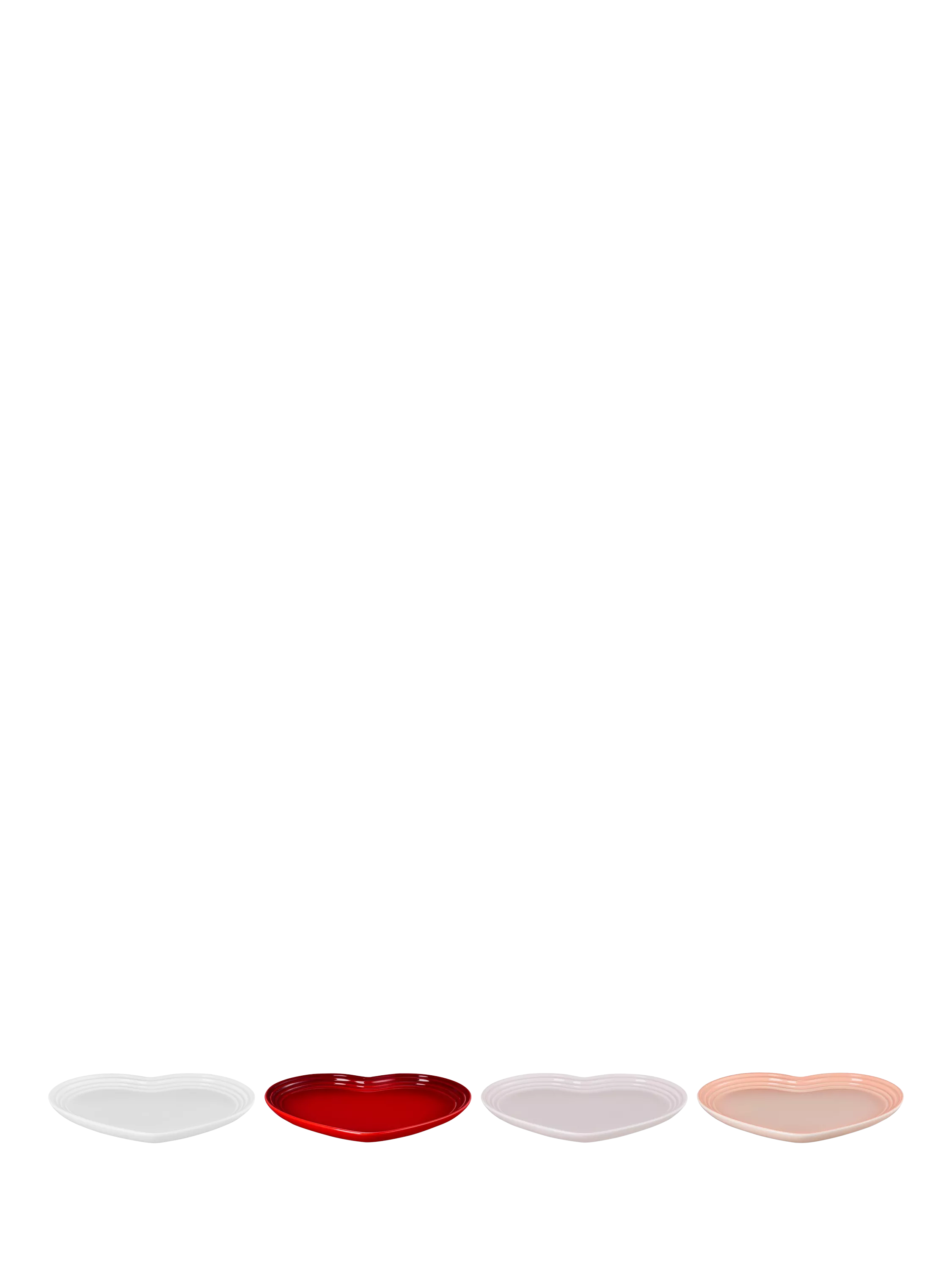 Le Creuset stoneware heart plates set of 4 23cm, imported from the UK