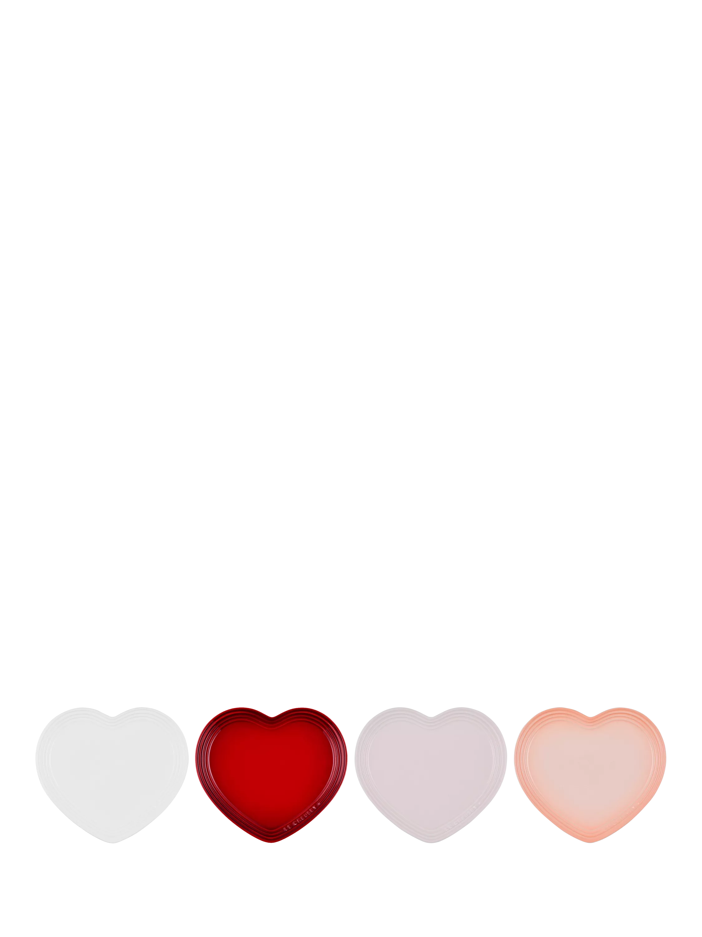 Le Creuset stoneware heart plates set of 4 23cm, imported from the UK