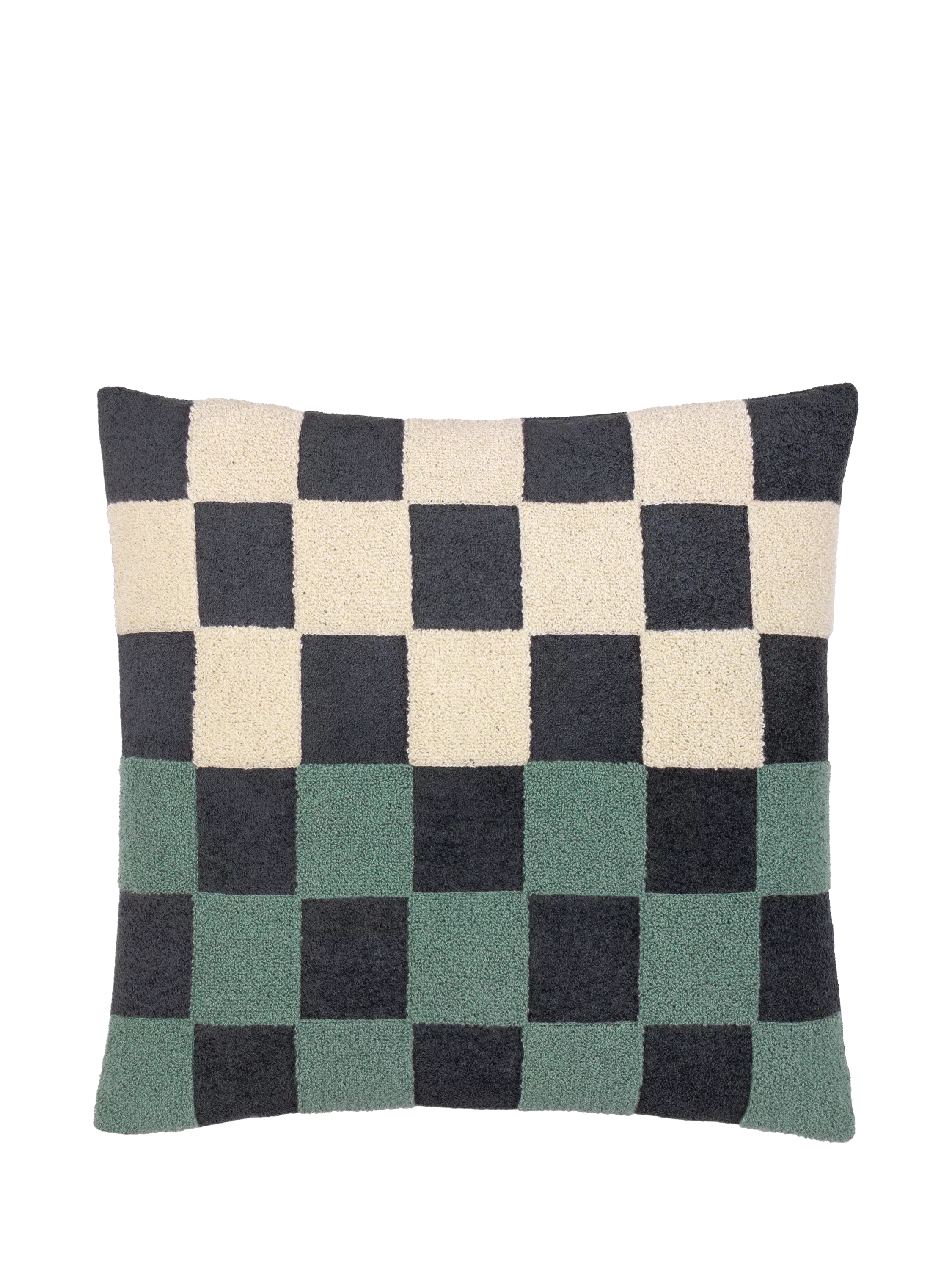 MADE checkerboard boucle cushion marine 50x50cm, imported from the UK