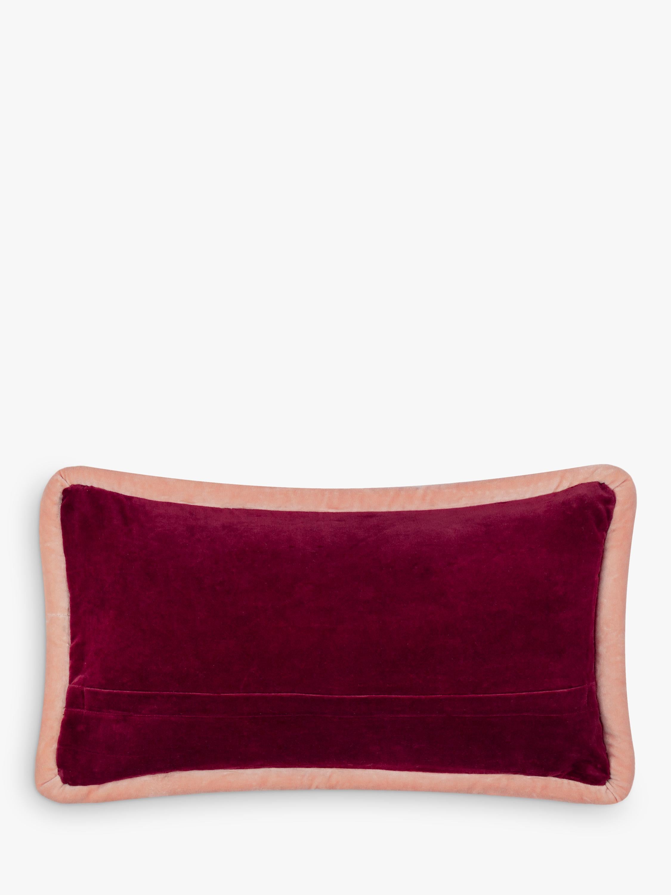 MADE Huxley cushion olive maroon velvet 50x30cm - British product