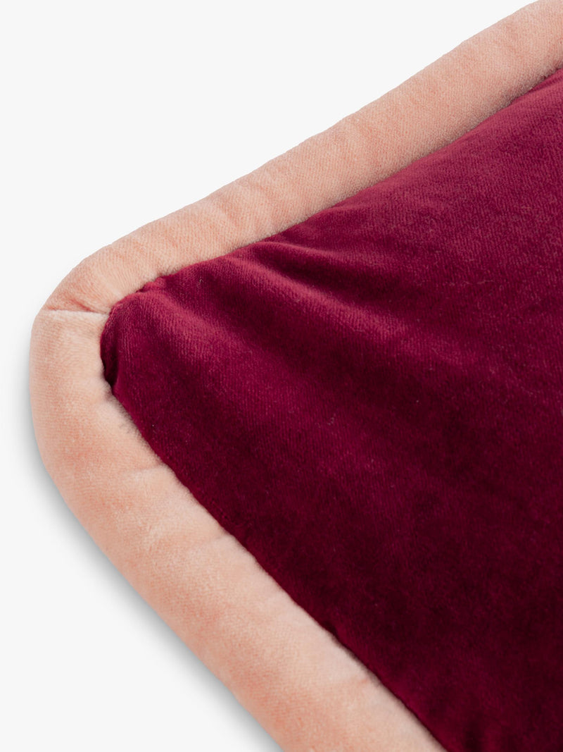 MADE Huxley cushion olive maroon velvet 50x30cm - British product