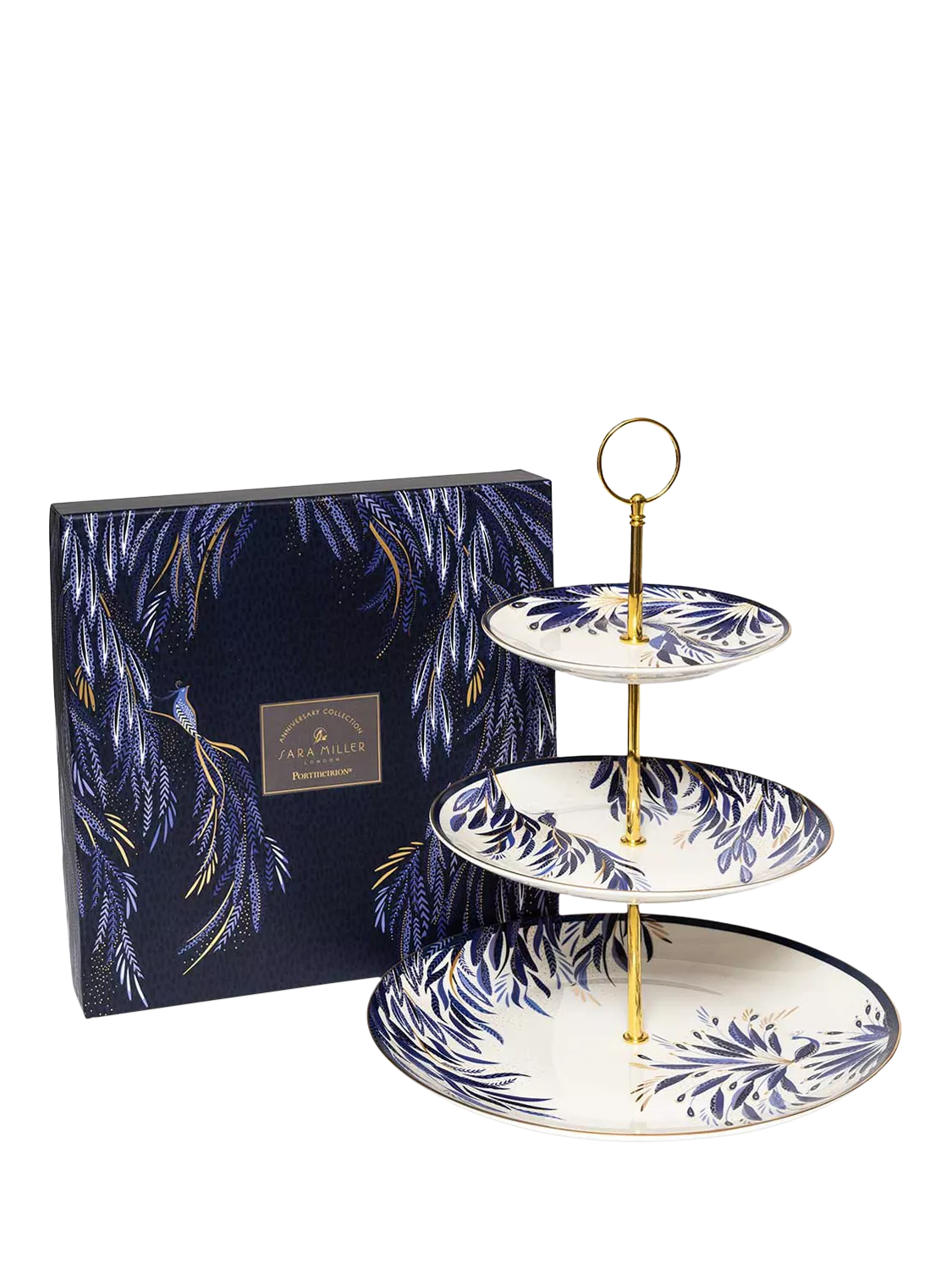 Sara Miller fine china 3-tier cake stand paradise pattern, UK version