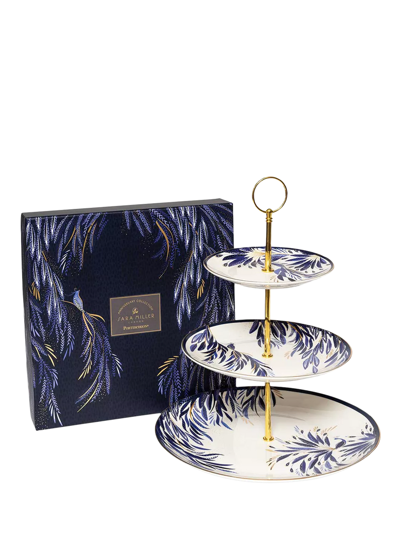 Sara Miller fine china 3-tier cake stand paradise pattern, UK version