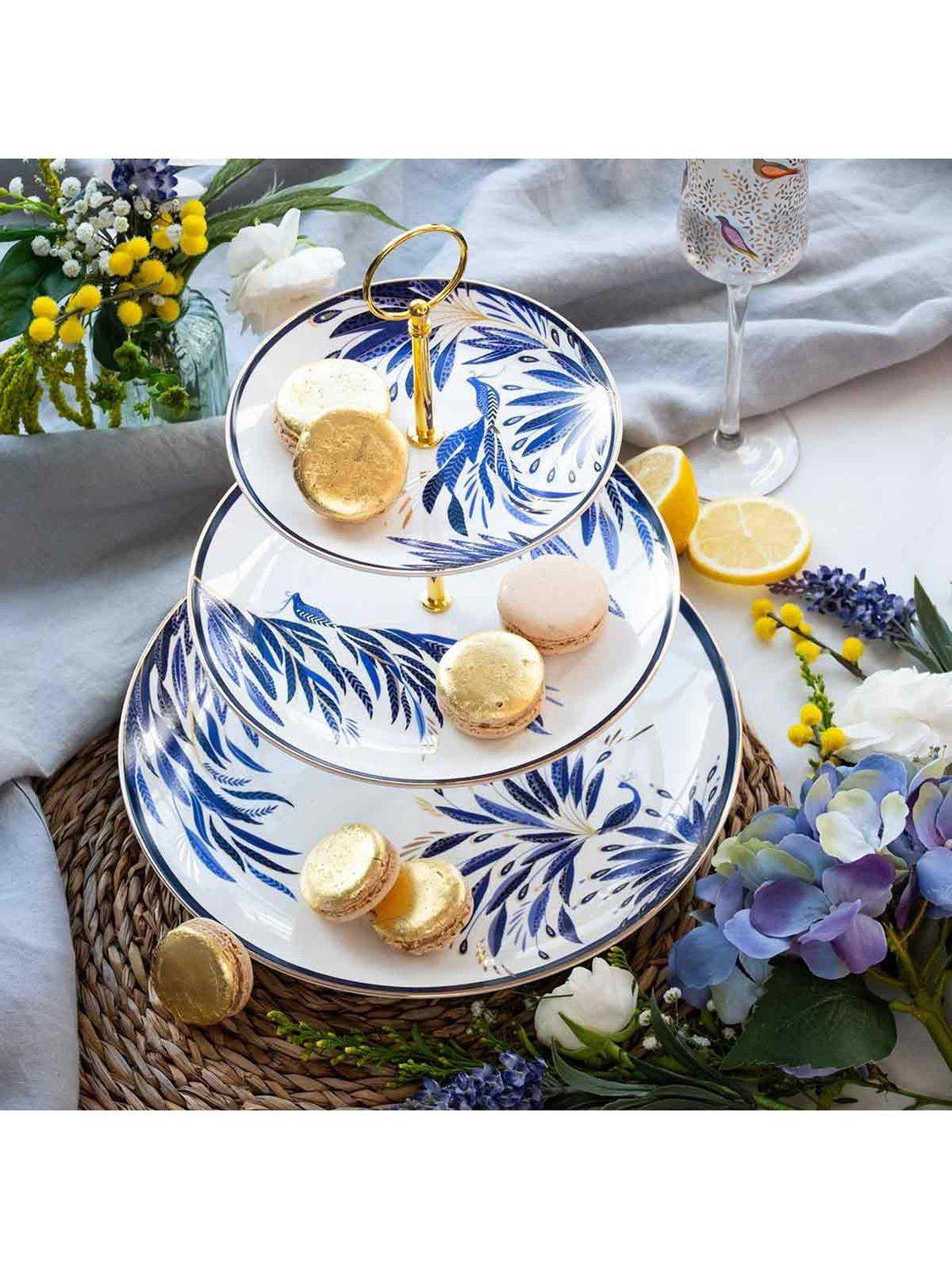 Sara Miller fine china 3-tier cake stand paradise pattern, UK version