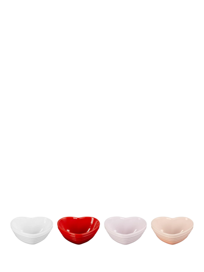 John Lewis Le Creuset Stoneware Heart Bowls, Set of 4, 9cm, Multi- Buy online at McGrocer
