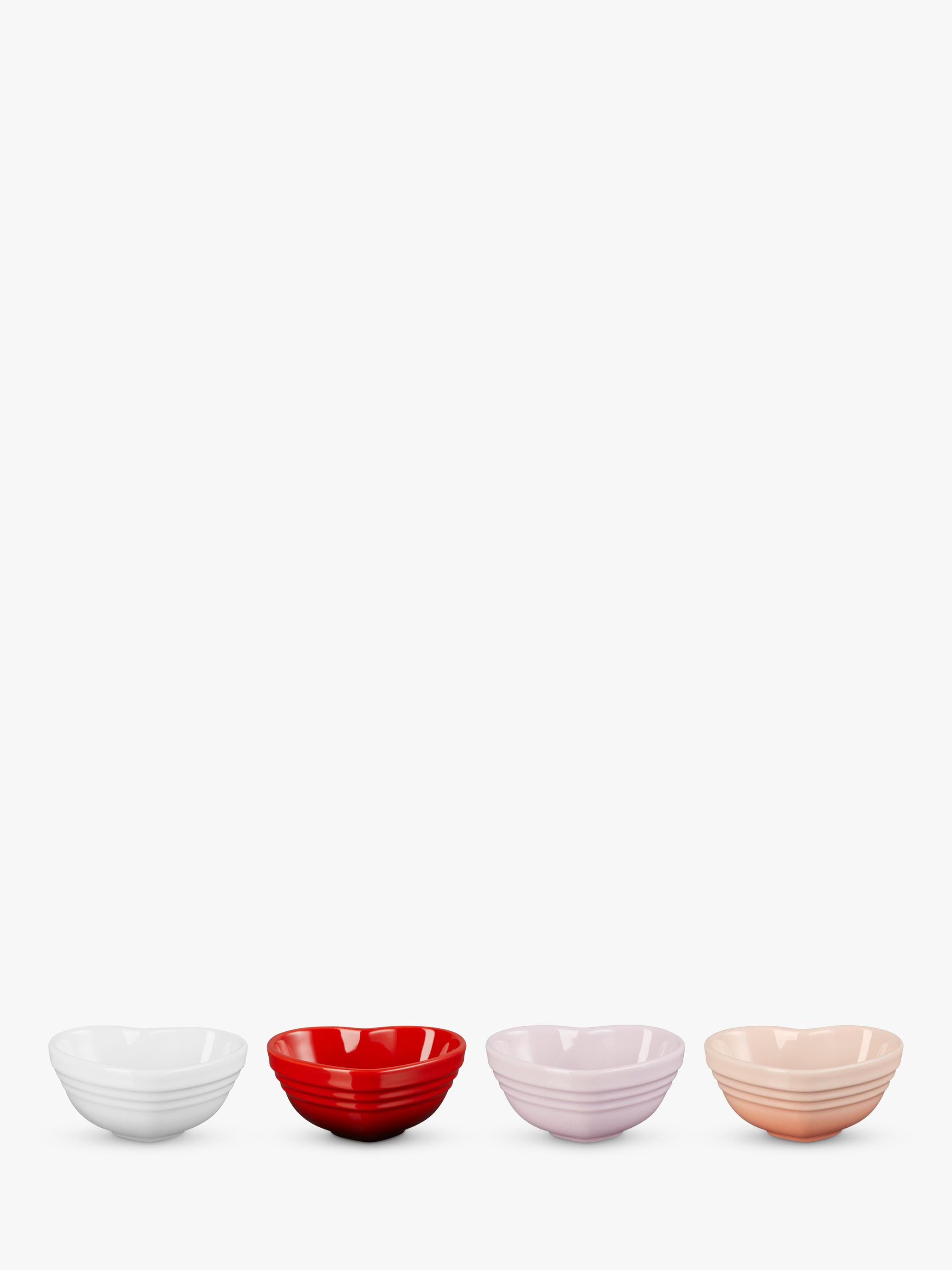 Le Creuset stoneware heart bowls set of 4 9cm, imported from the UK