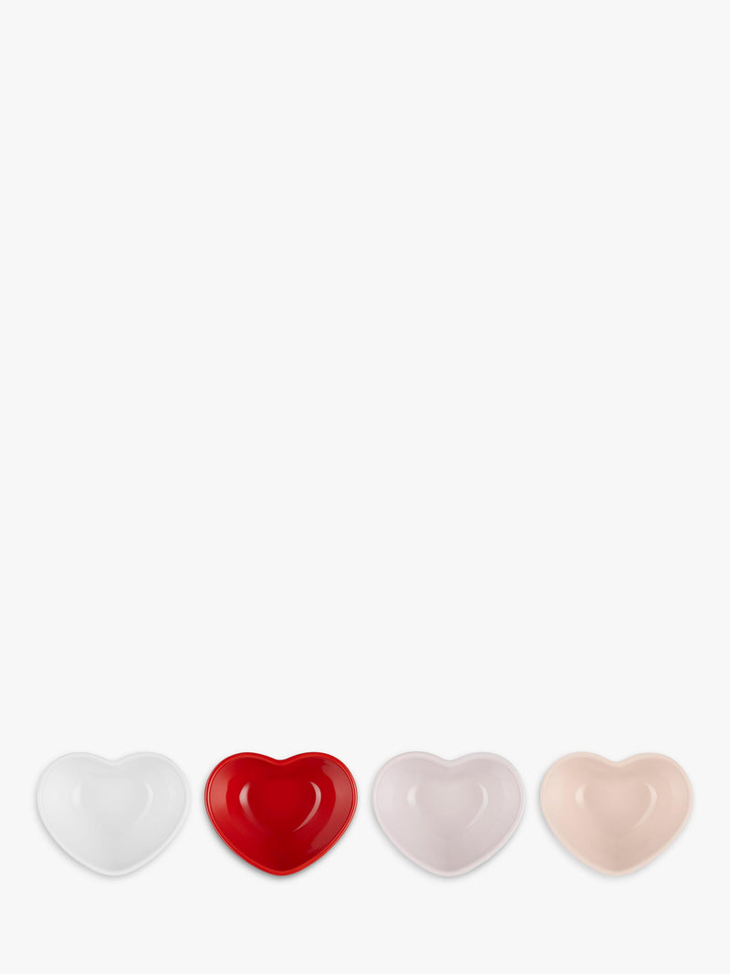 Le Creuset stoneware heart bowls set of 4 9cm, imported from the UK