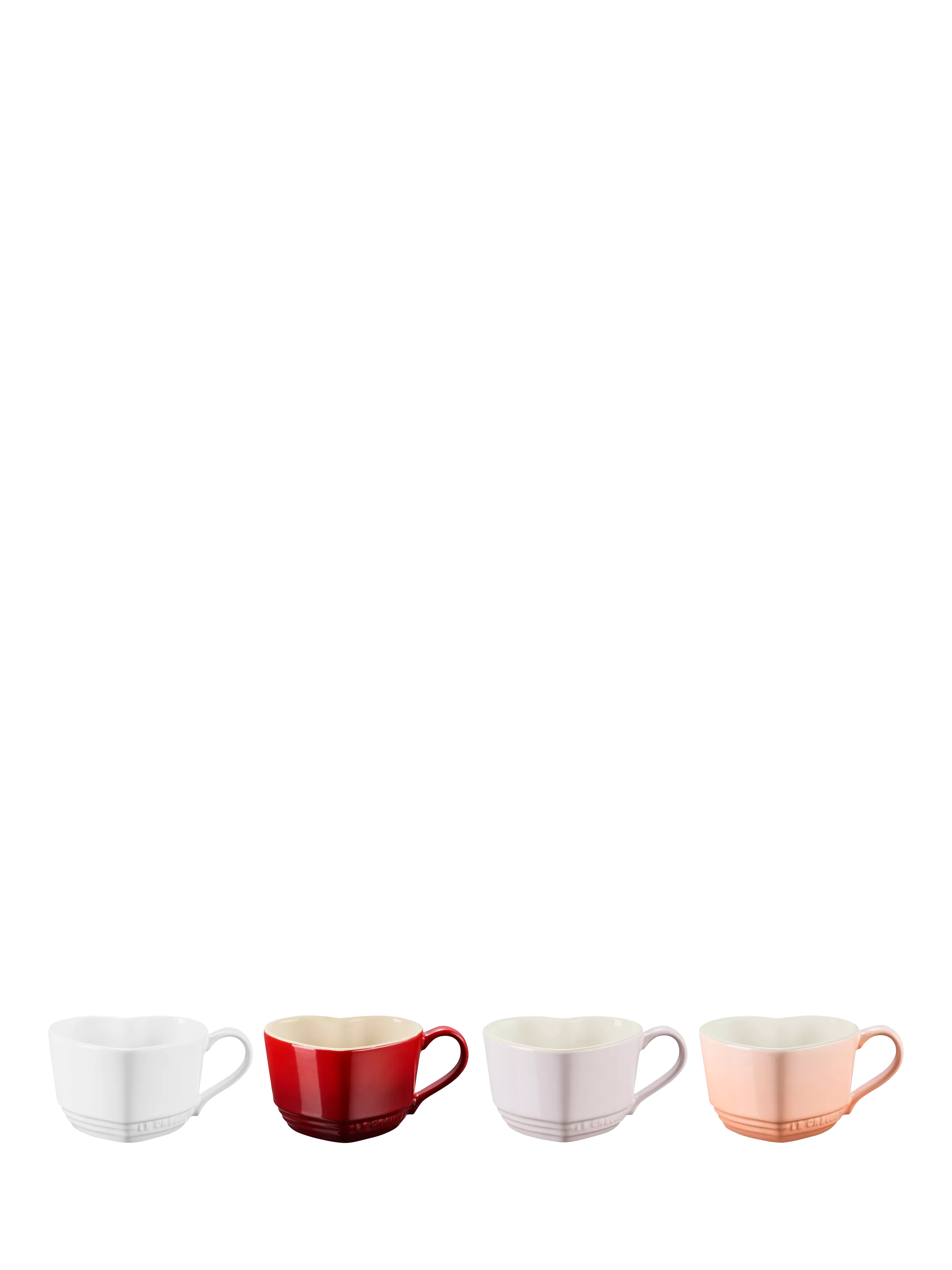 Le Creuset Stoneware Heart Mugs, Set of 4, 220ml, Multi