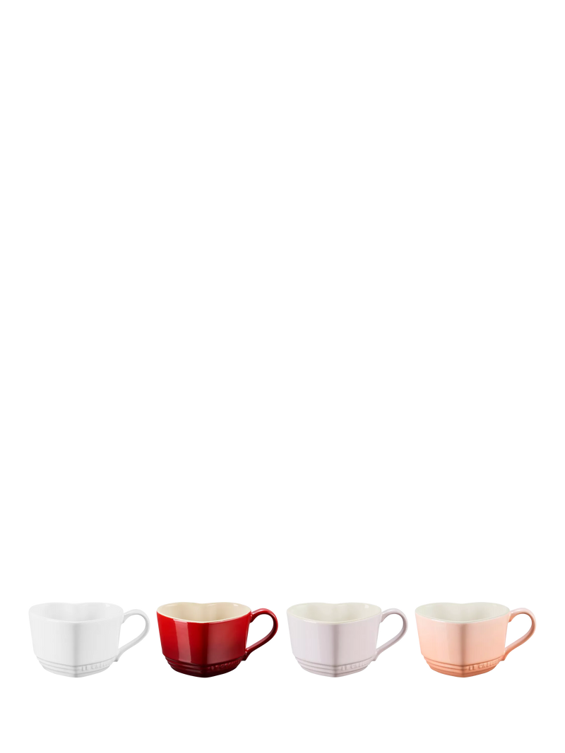 Le Creuset Stoneware Heart Mugs, Set of 4, 220ml, Multi