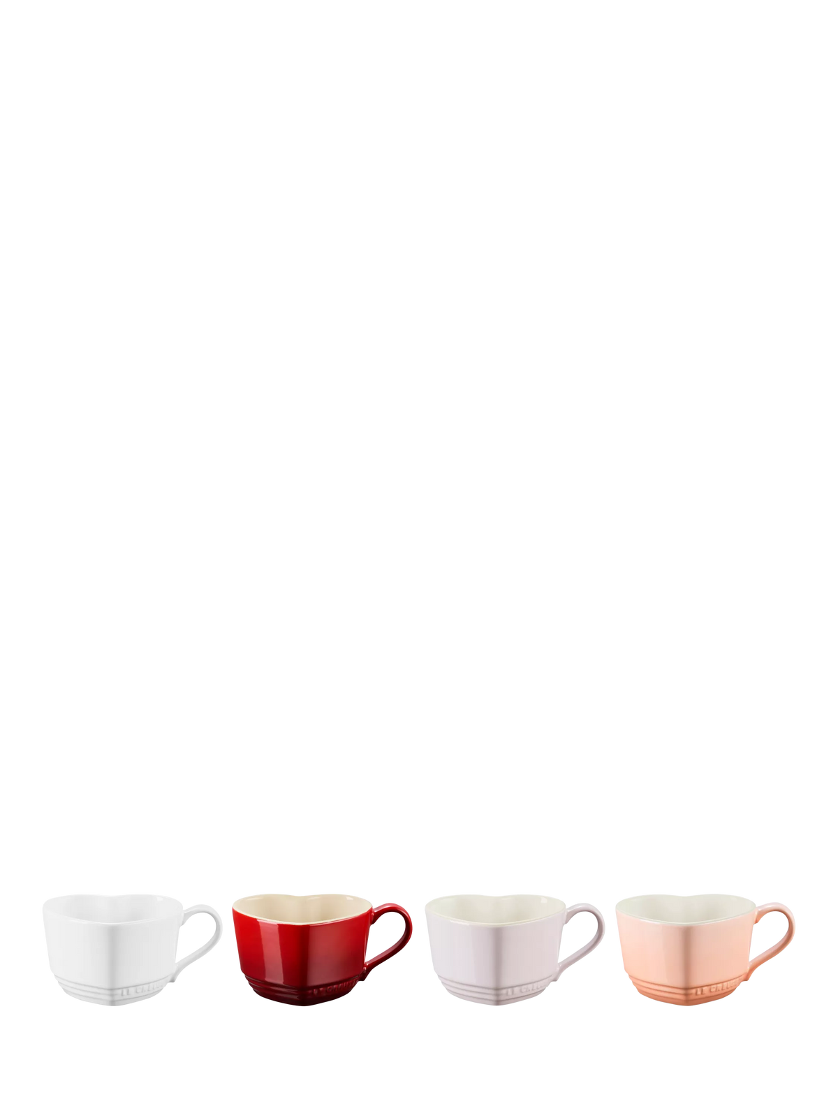 Le Creuset Stoneware Heart Mugs, Set of 4, 220ml, Multi