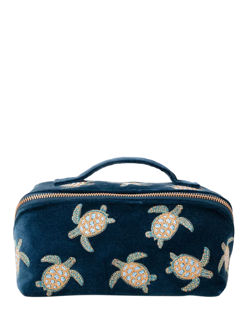 Elizabeth Scarlett navy turtle lay flat makeup bag - British product