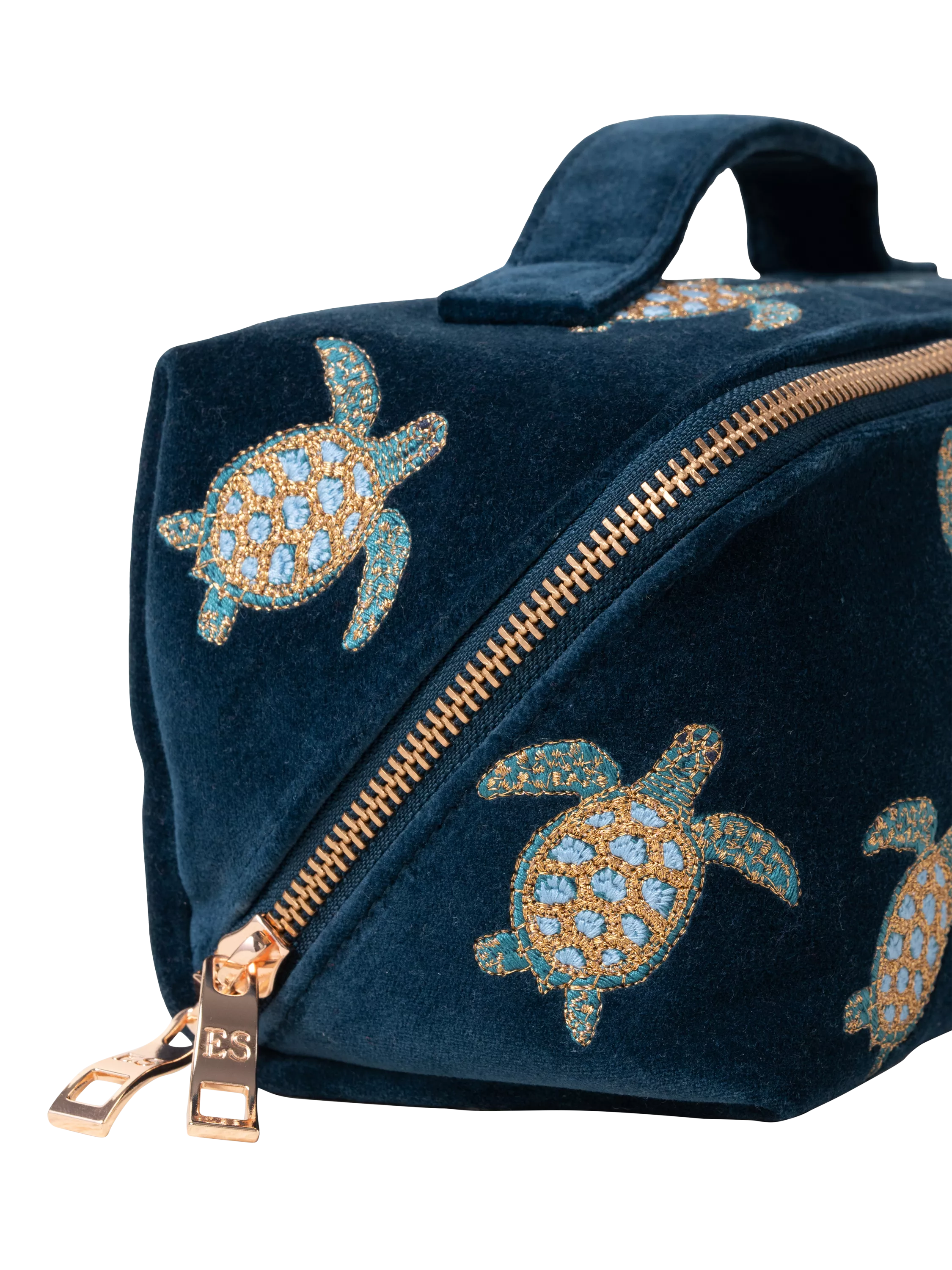 Elizabeth Scarlett navy turtle lay flat makeup bag - British product