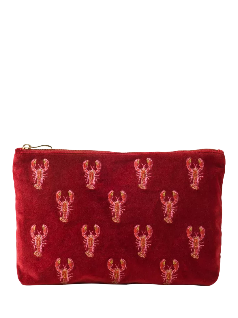 Elizabeth Scarlett lobster pouch red multi organic cotton, imported from the UK